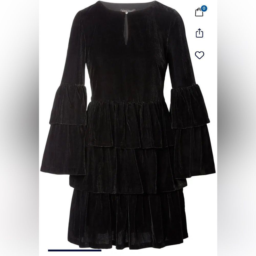 BANANA REPUBLIC X OLIVIA‎ PALERMO TIERED VELVET SHIRTDRESS black size 2